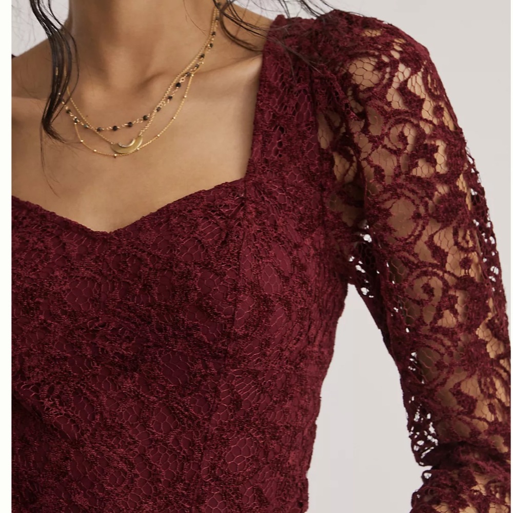 Anthropologie Wine Sweetheart Lace Top!
